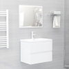 Set muebles de baño 2 piezas madera contrachapada blanco brillo