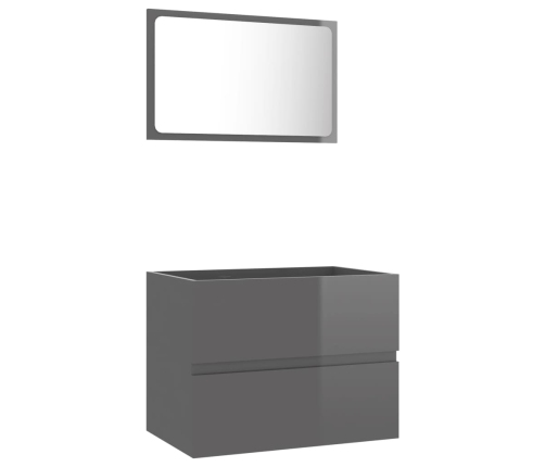 Set muebles de baño 2 piezas madera contrachapada gris brillo