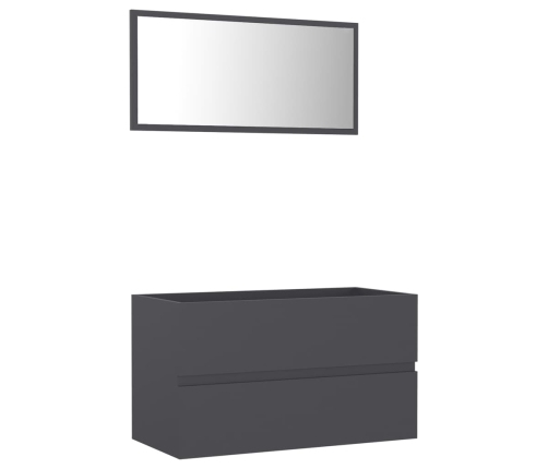 Set de muebles de baño 2 piezas madera contrachapada gris