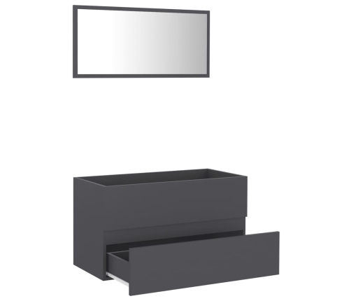 Set de muebles de baño 2 piezas madera contrachapada gris