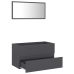 Set de muebles de baño 2 piezas madera contrachapada gris