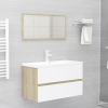 Set de muebles de baño 2 pzas madera contrachapada blanco roble