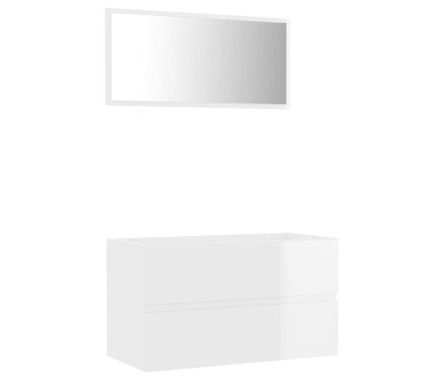 Set muebles de baño 2 piezas madera contrachapada blanco brillo