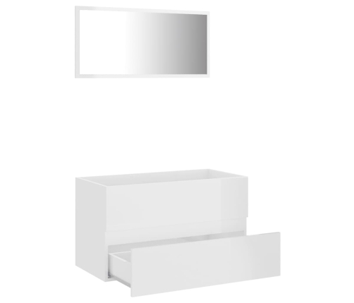 Set muebles de baño 2 piezas madera contrachapada blanco brillo