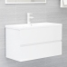 Set muebles de baño 2 piezas madera contrachapada blanco brillo