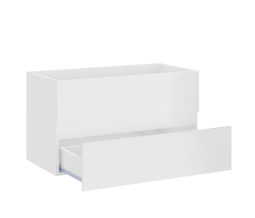 Set muebles de baño 2 piezas madera contrachapada blanco brillo