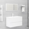 Set muebles de baño 2 piezas madera contrachapada blanco brillo