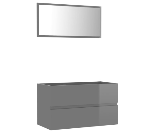 Set muebles de baño 2 piezas madera contrachapada gris brillo