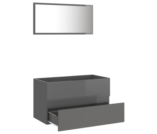 Set muebles de baño 2 piezas madera contrachapada gris brillo