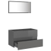 Set muebles de baño 2 piezas madera contrachapada gris brillo