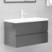 Set muebles de baño 2 piezas madera contrachapada gris brillo