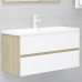 Set de muebles de baño 2 pzas madera contrachapada blanco roble