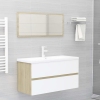 Set de muebles de baño 2 pzas madera contrachapada blanco roble