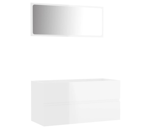 Set muebles de baño 2 piezas madera contrachapada blanco brillo