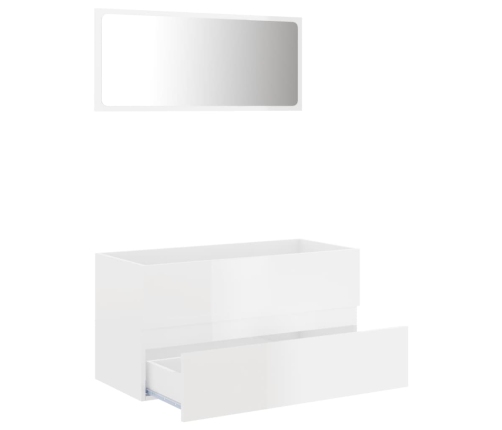 Set muebles de baño 2 piezas madera contrachapada blanco brillo