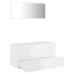 Set muebles de baño 2 piezas madera contrachapada blanco brillo