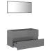 Set muebles de baño 2 piezas madera contrachapada gris brillo