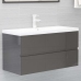 Set muebles de baño 2 piezas madera contrachapada gris brillo