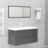 Set muebles de baño 2 piezas madera contrachapada gris brillo