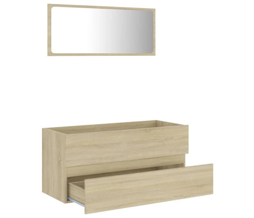 Set de muebles de baño 2 pzas madera contrachapada roble sonoma