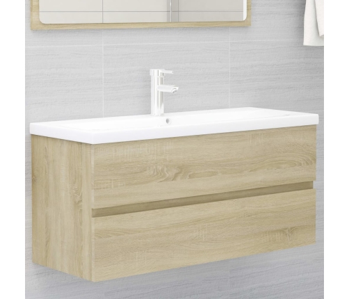 Set de muebles de baño 2 pzas madera contrachapada roble sonoma