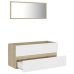 Set de muebles de baño 2 pzas madera contrachapada blanco roble