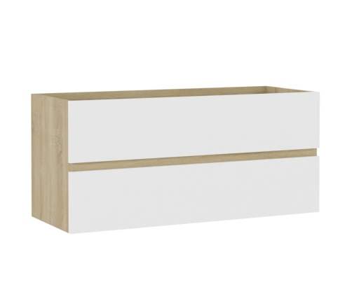 Set de muebles de baño 2 pzas madera contrachapada blanco roble