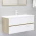 Set de muebles de baño 2 pzas madera contrachapada blanco roble