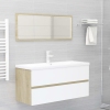 Set de muebles de baño 2 pzas madera contrachapada blanco roble