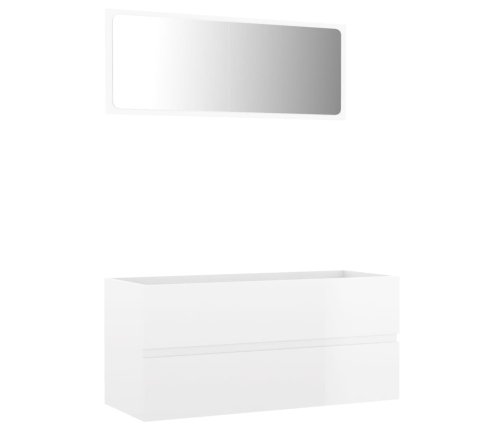 Set muebles de baño 2 piezas madera de ingeniería blanco brillo