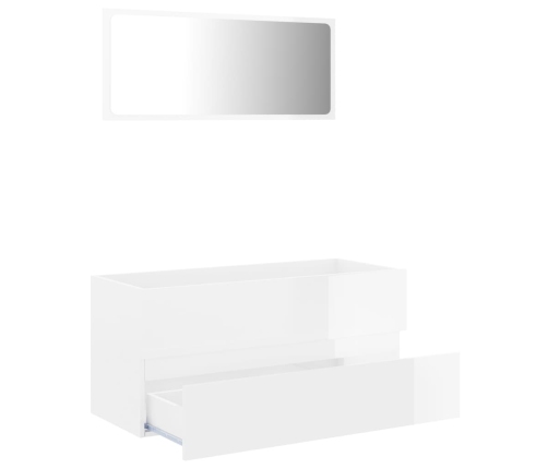 Set muebles de baño 2 piezas madera de ingeniería blanco brillo