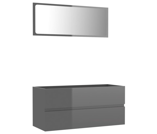 Set muebles de baño 2 piezas madera de ingeniería gris brillo