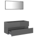 Set muebles de baño 2 piezas madera de ingeniería gris brillo