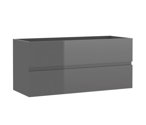 Set muebles de baño 2 piezas madera de ingeniería gris brillo