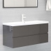 Set muebles de baño 2 piezas madera de ingeniería gris brillo