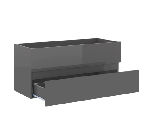 Set muebles de baño 2 piezas madera de ingeniería gris brillo