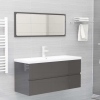 Set muebles de baño 2 piezas madera de ingeniería gris brillo