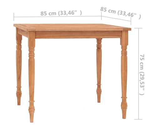 Mesa Batavia de madera maciza de teca 85x85x75 cm