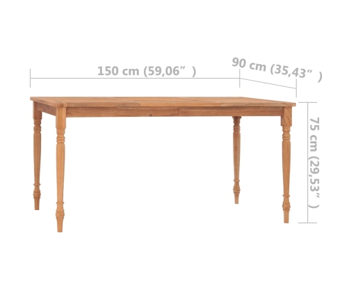 Mesa Batavia de madera maciza de teca 150x90x75 cm