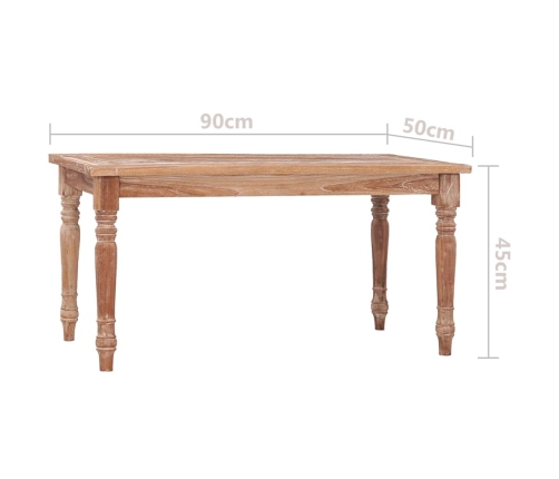 vidaXL Mesa de centro Batavia madera de teca blanco lavado 90x50x45 cm