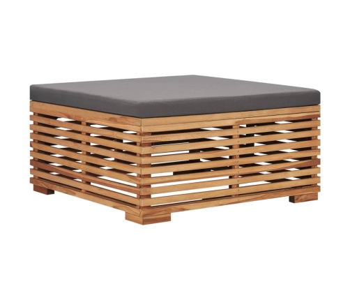 Set de mesa reposapiés de jardín cojín gris oscuro madera teca