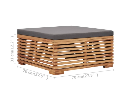 Set de mesa reposapiés de jardín cojín gris oscuro madera teca