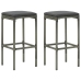 Set muebles bar jardín 3 piezas y cojines ratán sintético gris