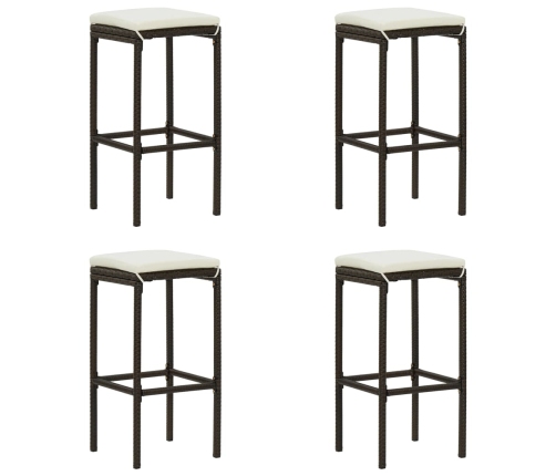 Set de bar para jardín 5 pzas y cojines ratán sintético marrón