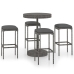Set muebles bar jardín 5 piezas y cojines ratán sintético gris