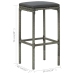 Set muebles bar jardín 5 piezas y cojines ratán sintético gris