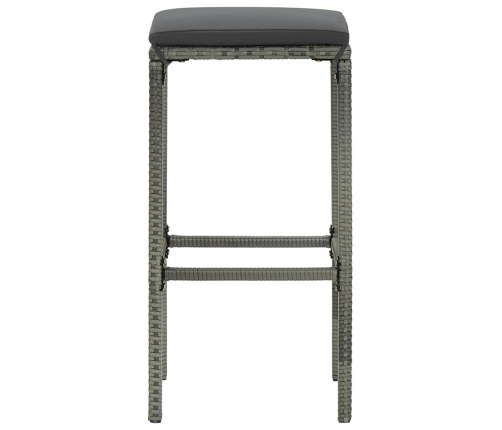 Set muebles bar jardín 5 piezas y cojines ratán sintético gris