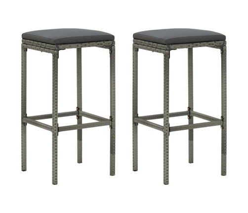Set muebles bar jardín 3 piezas y cojines ratán sintético gris