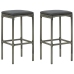 Set muebles bar jardín 3 piezas y cojines ratán sintético gris