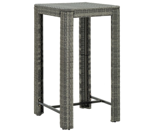 Set muebles bar jardín 3 piezas y cojines ratán sintético gris